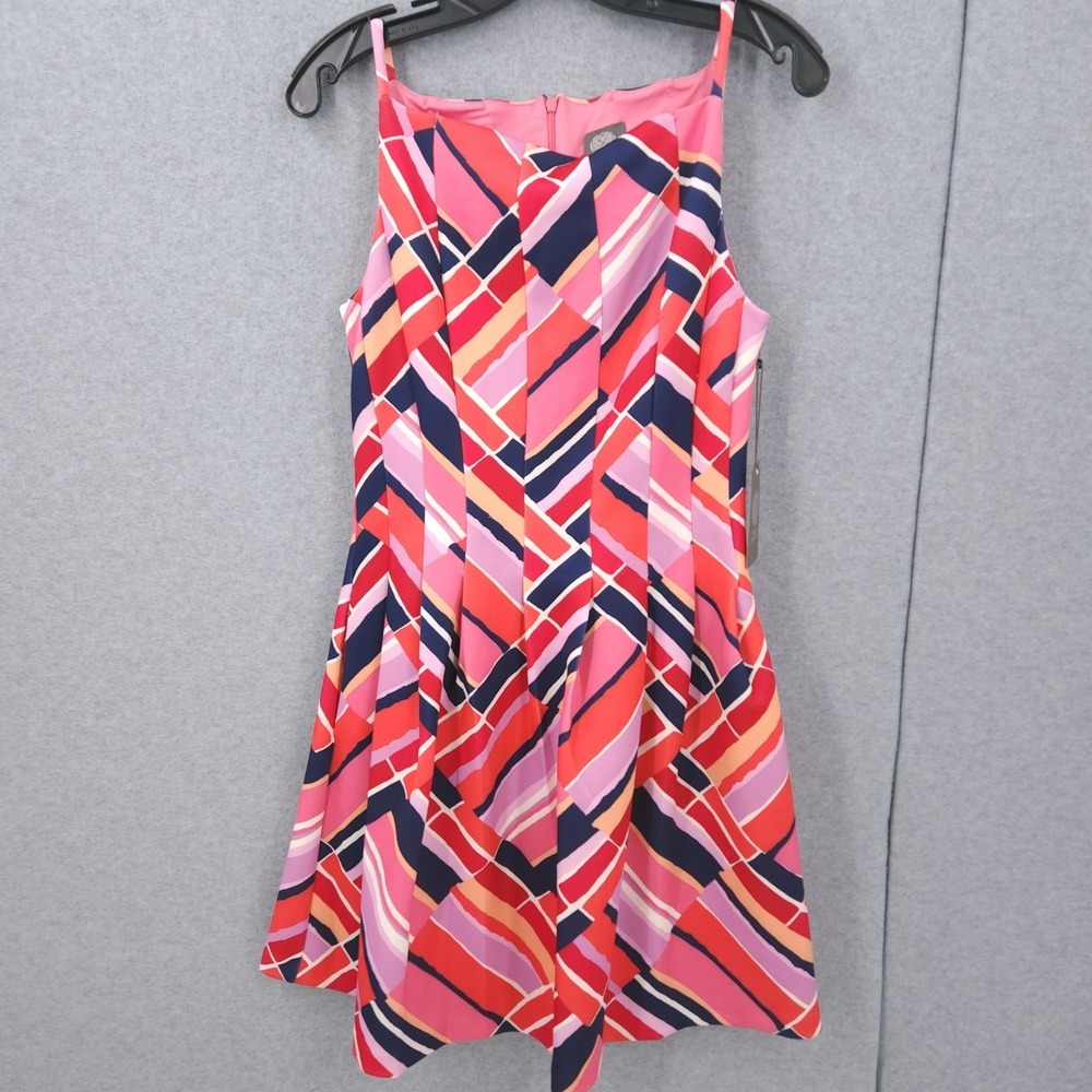 Vince Camuto Printed Square Neck Sleeveless A Line Multi Dress Womens Size 8 NWT